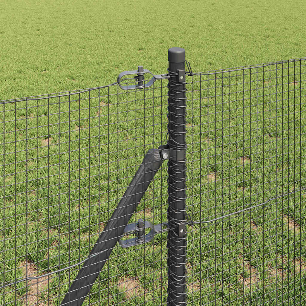 Fence with Posts Grey 0.6 x 50 m Steel