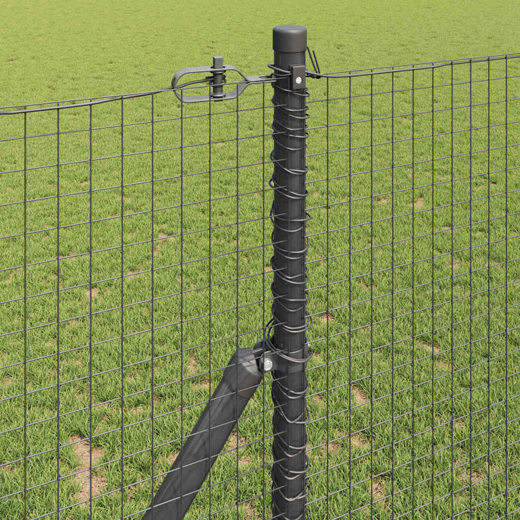 Fence with Posts Grey 1 x 50 m Steel