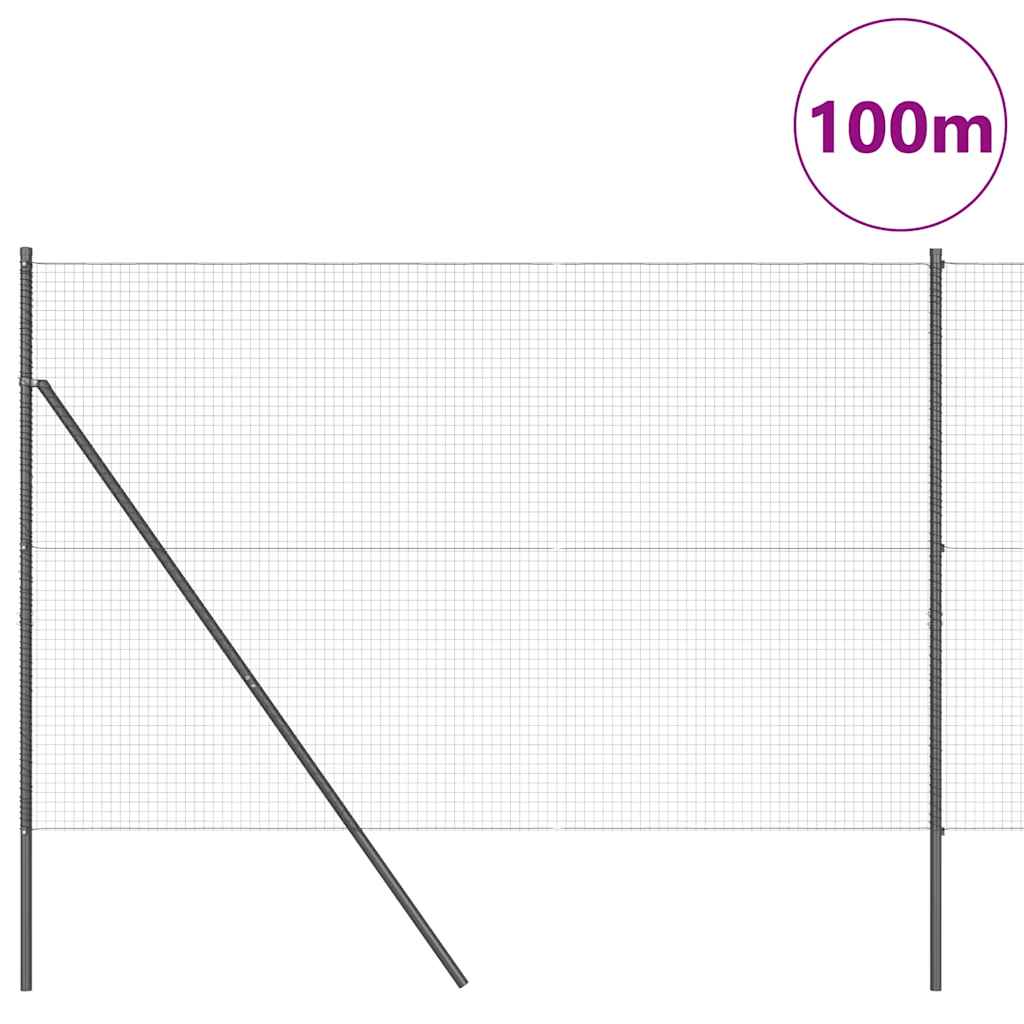 Fence with Posts Grey 1.4 x 50 m Steel