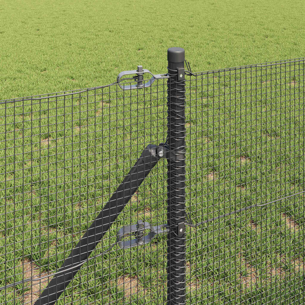 Fence with Posts Grey 0.8 x 100 m Steel