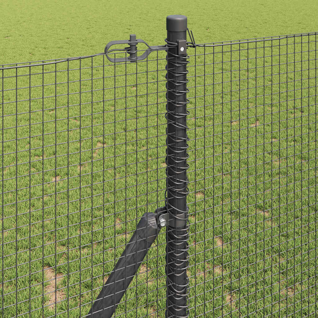 Fence with Posts Grey 1 x 100 m Steel