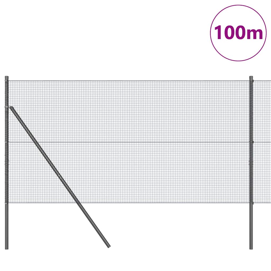 Fence with Posts Grey 1 x 100 m Steel