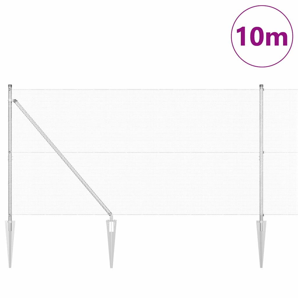 Fence with Posts Silver 1.4 x 10 m Steel