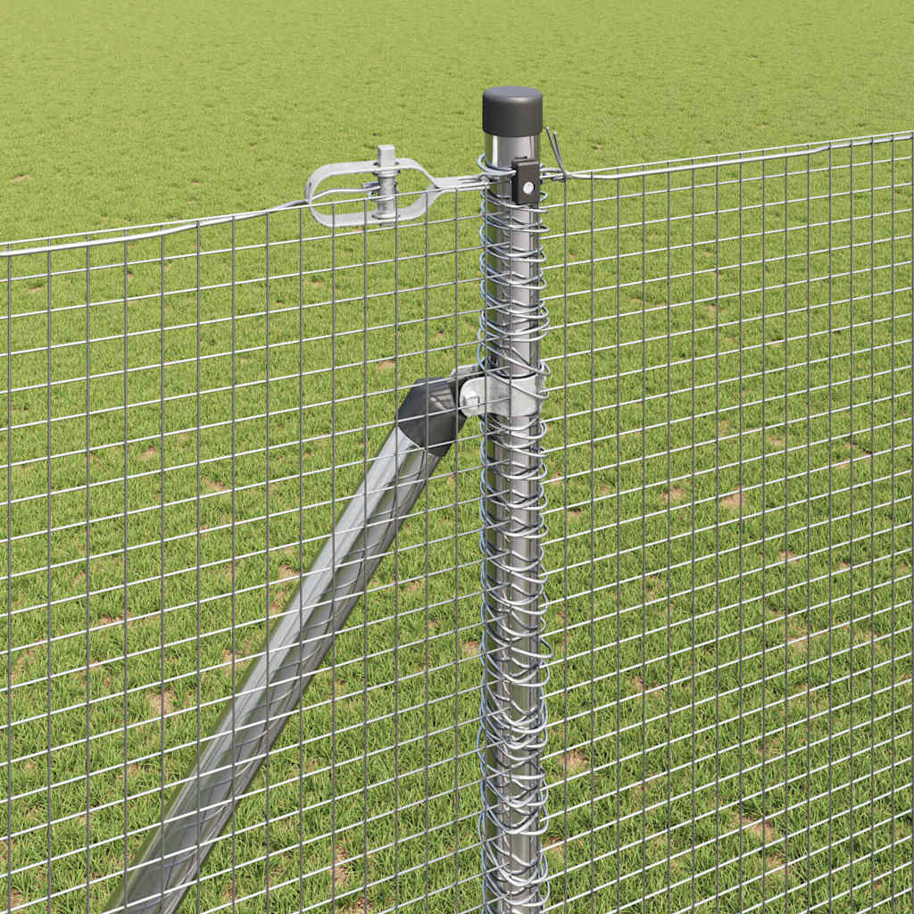 Fence with Posts Silver 1.5 x 10 m Steel