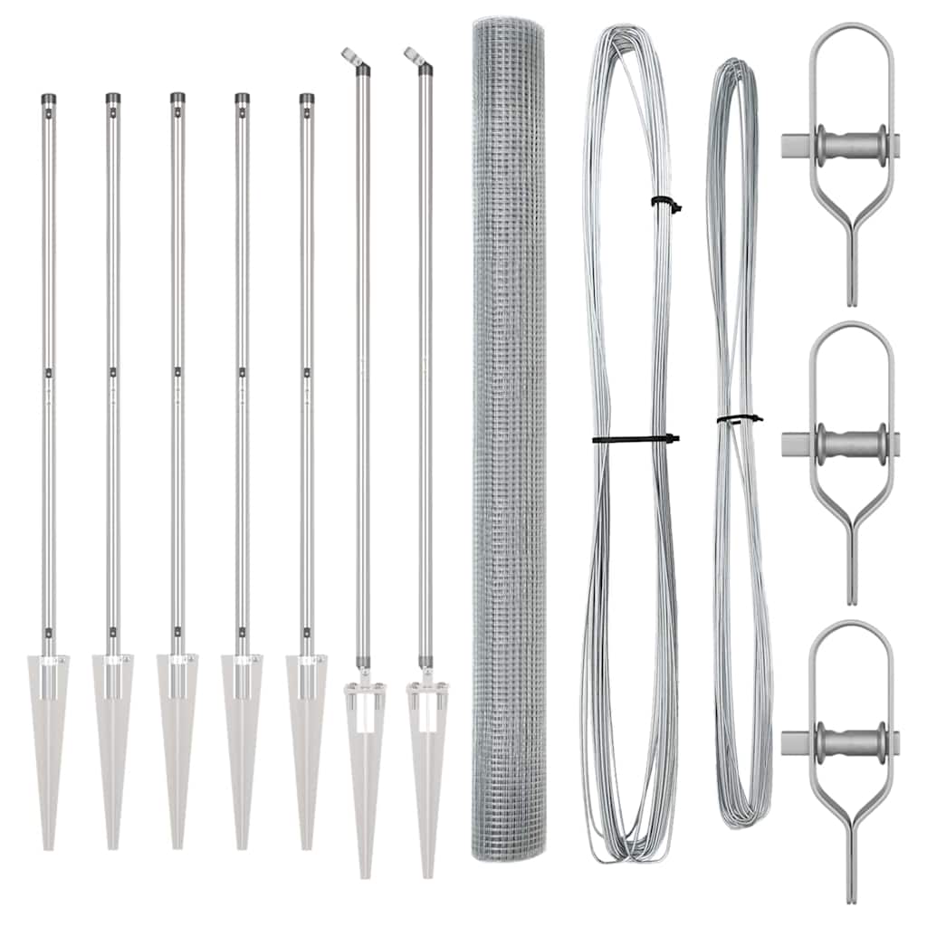 Fence with Posts Silver 1.5 x 10 m Steel