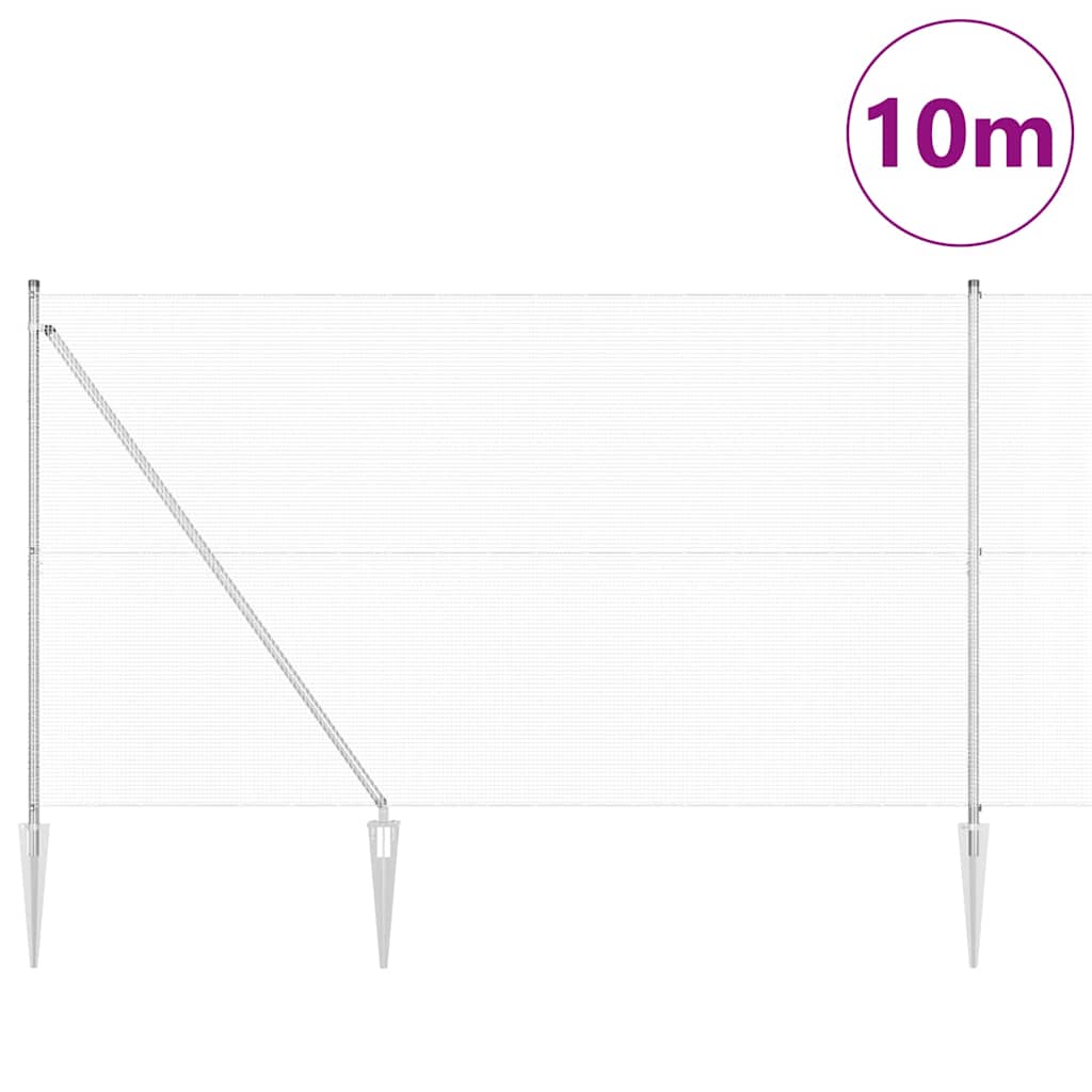 Fence with Posts Silver 1.6 x 10 m Steel