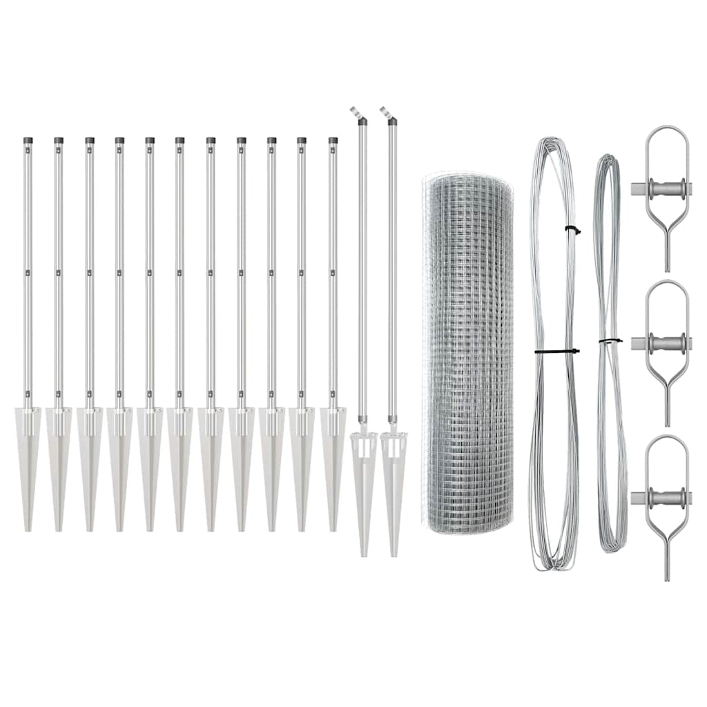 Fence with Posts Silver 0.5 x 25 m Steel