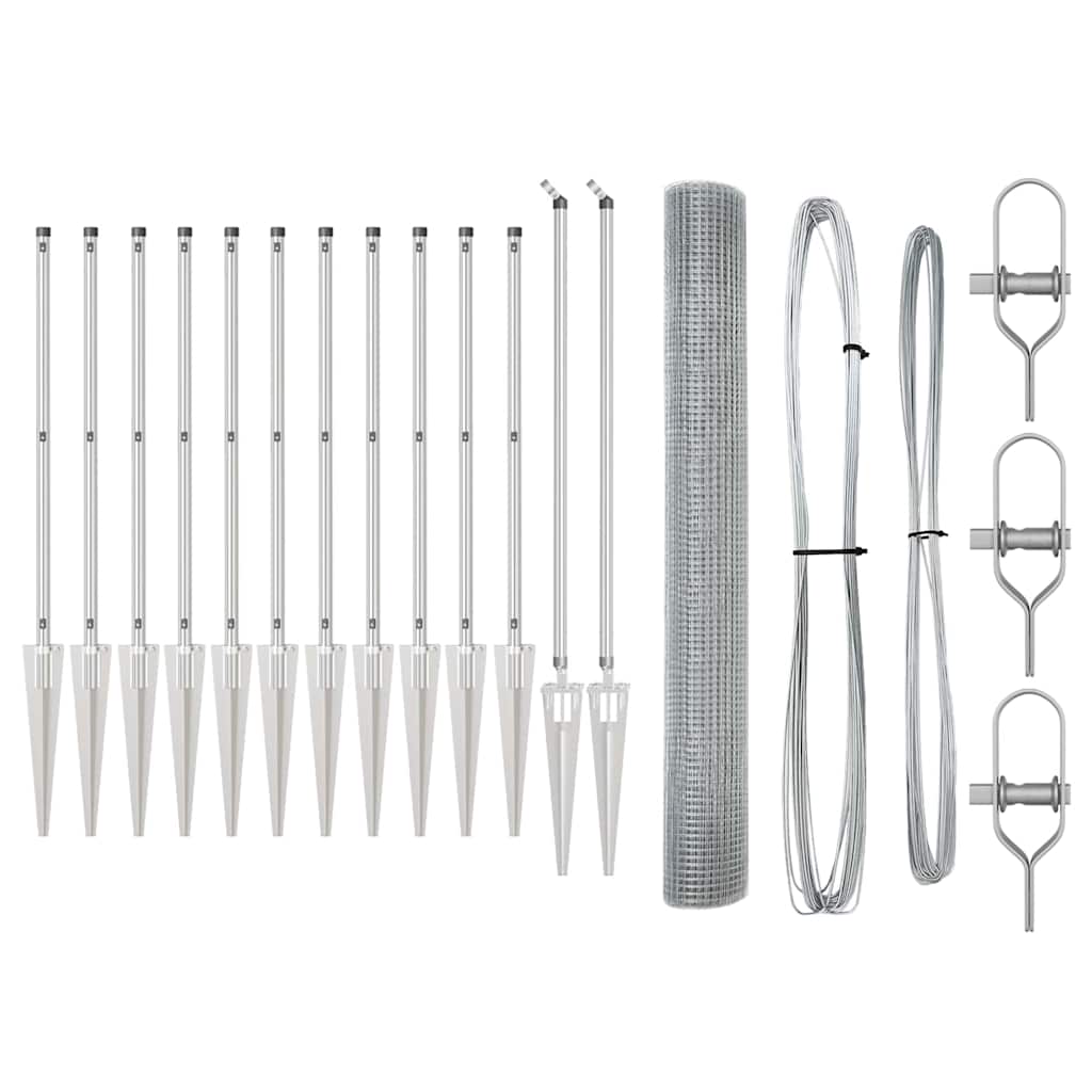 Fence with Posts Silver 1.4 x 25 m Steel