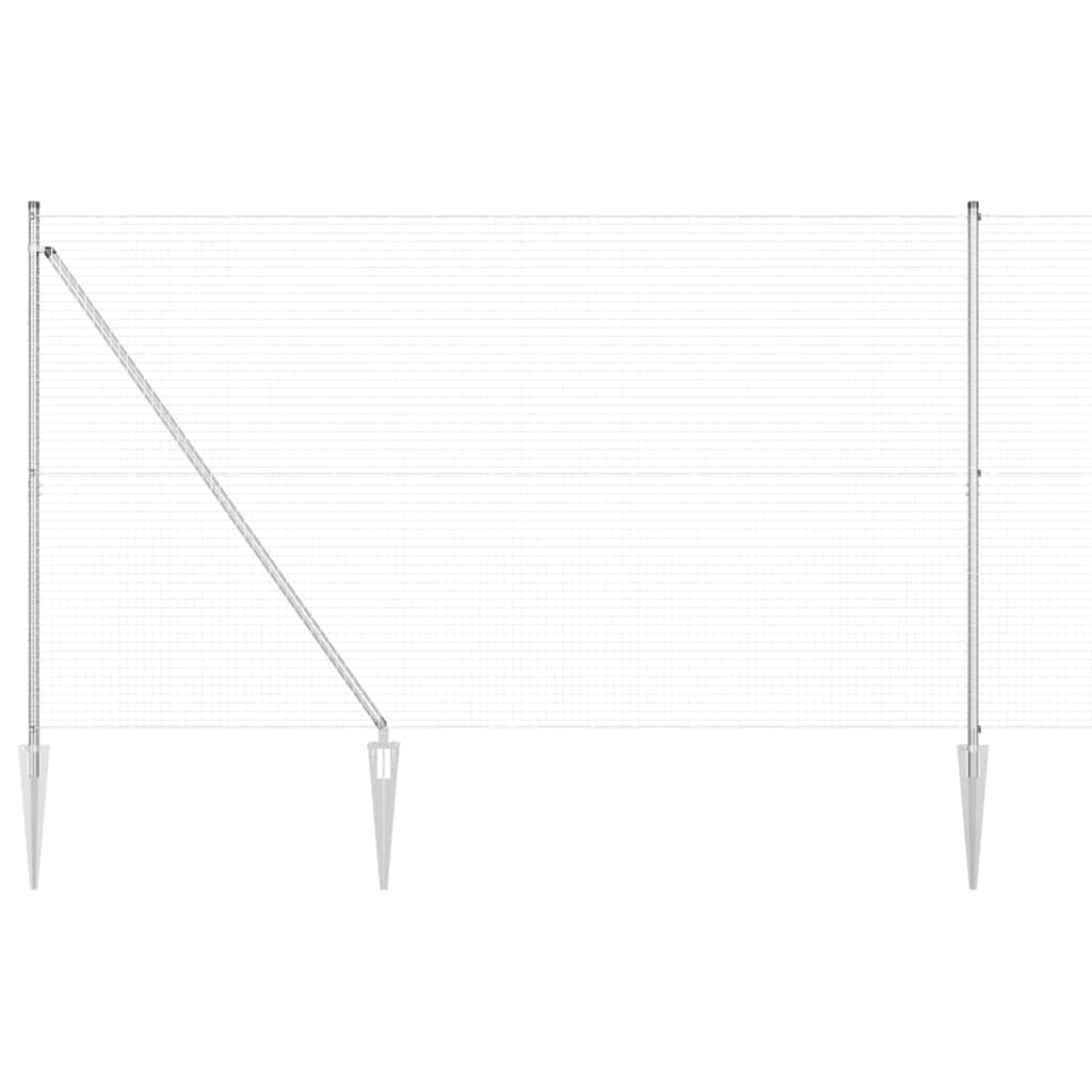 Fence with Posts Silver 1.5 x 25 m Steel