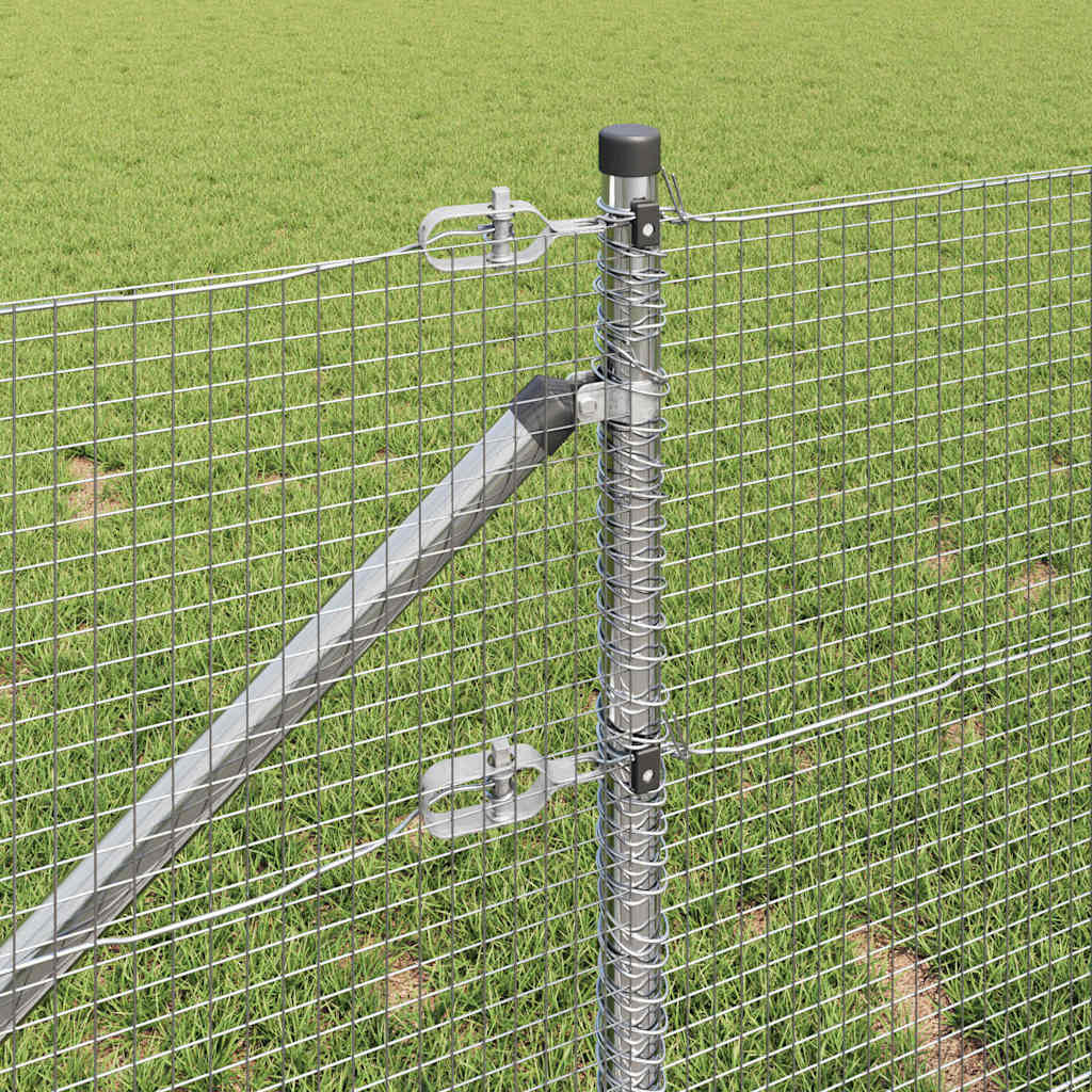 Fence with Posts Silver 0.4 x 50 m Steel