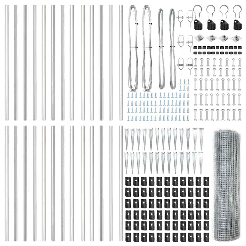 Fence with Posts Silver 0.5 x 50 m Steel