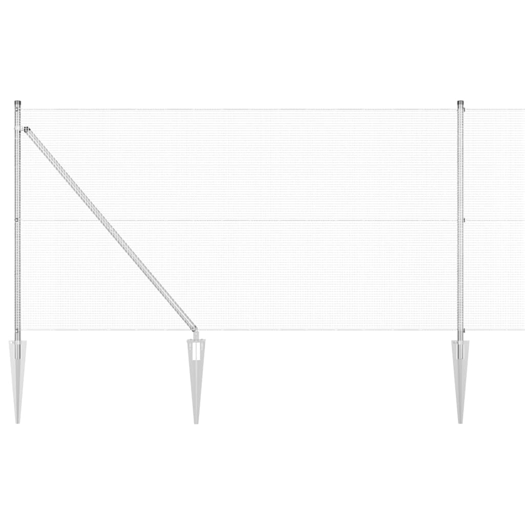 Fence with Posts Silver 1 x 50 m Steel