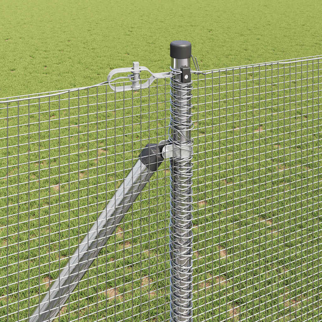 Fence with Posts Silver 1.2 x 50 m Steel