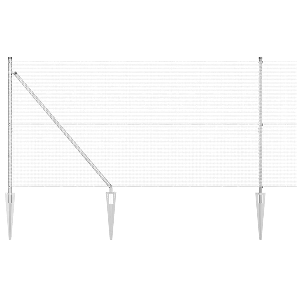 Fence with Posts Silver 1.2 x 50 m Steel