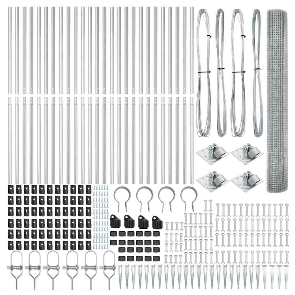 Fence with Posts Silver 1.2 x 50 m Steel