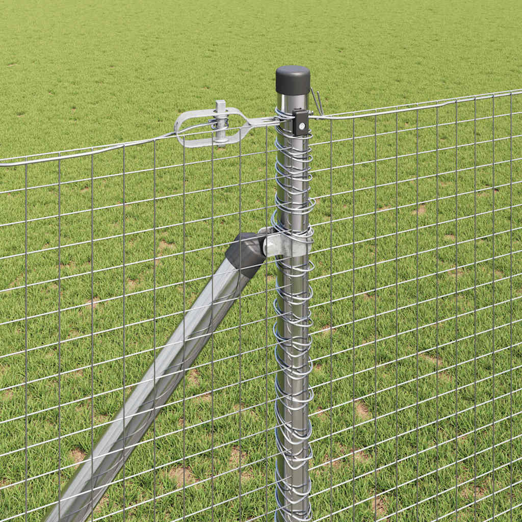 Fence with Posts Silver 1.2 x 50 m Steel