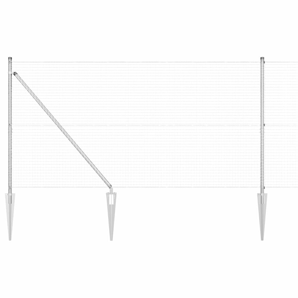 Fence with Posts Silver 1.2 x 50 m Steel