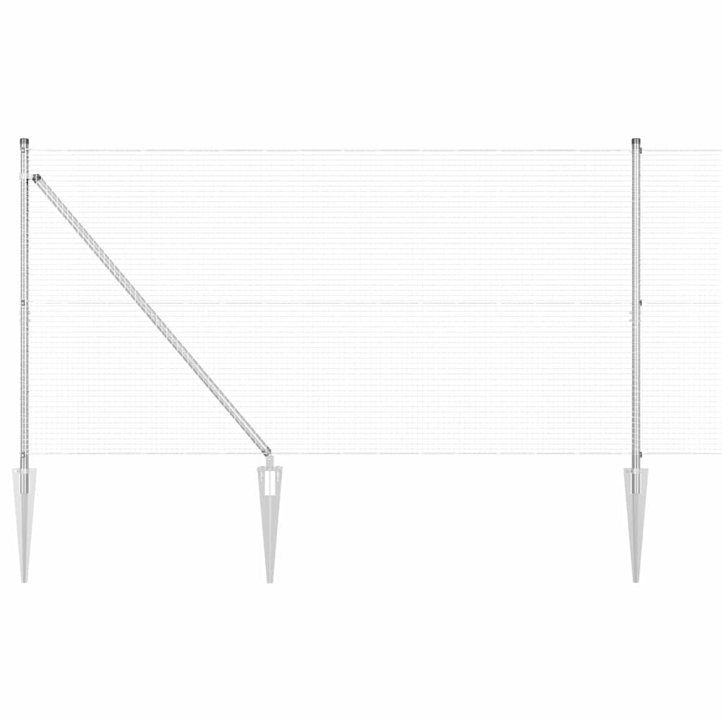 Fence with Posts Silver 1.4 x 50 m Steel