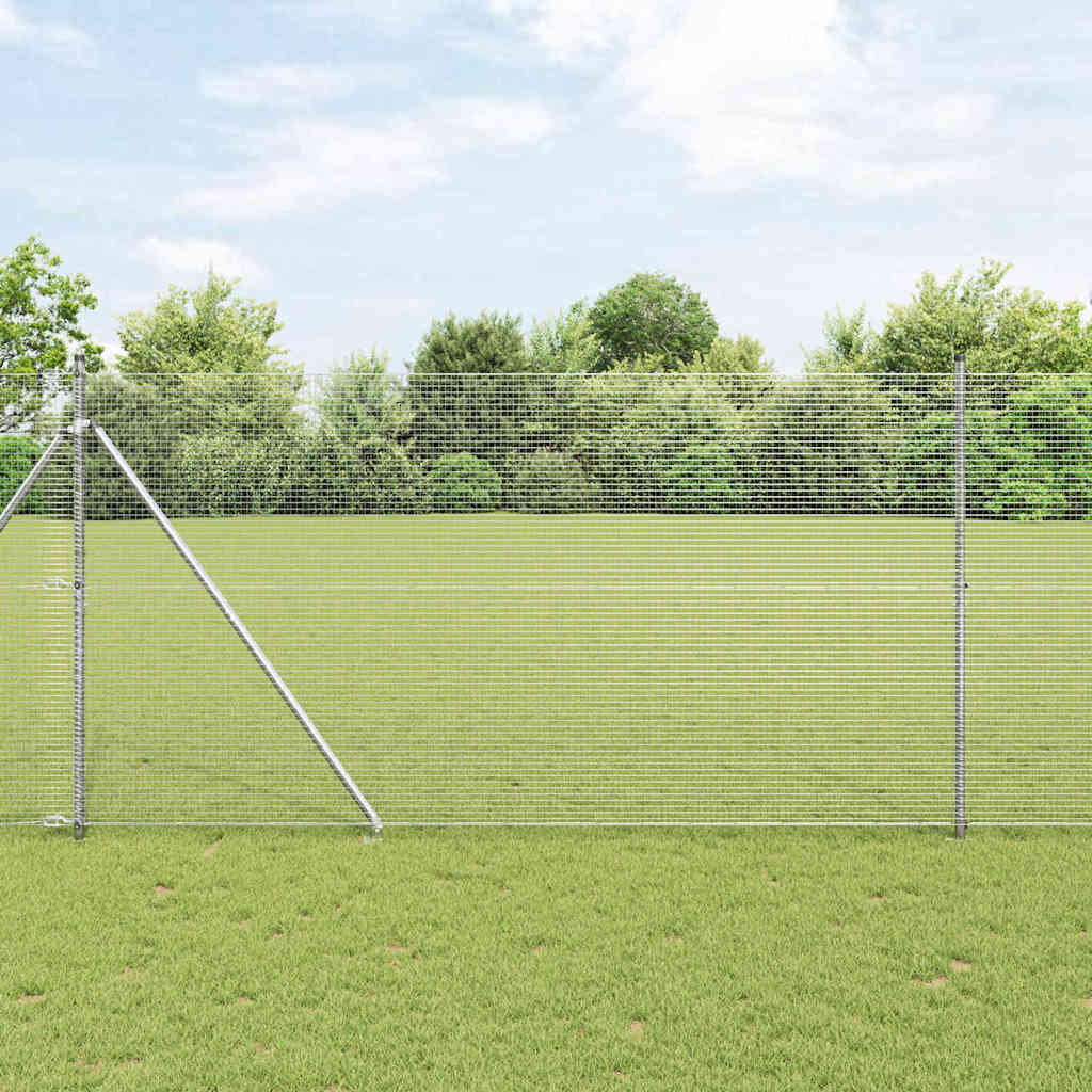 Fence with Posts Silver 1.5 x 50 m Steel