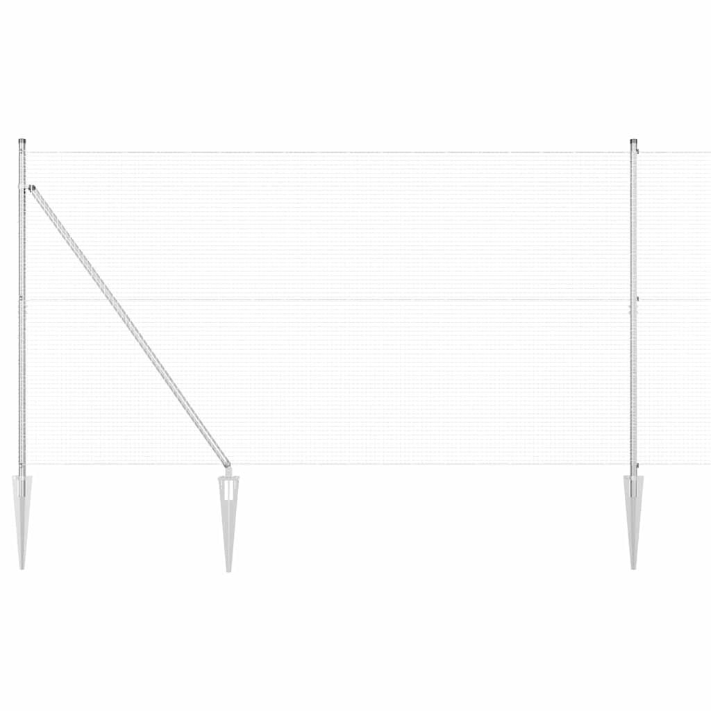 Fence with Posts Silver 1.5 x 50 m Steel