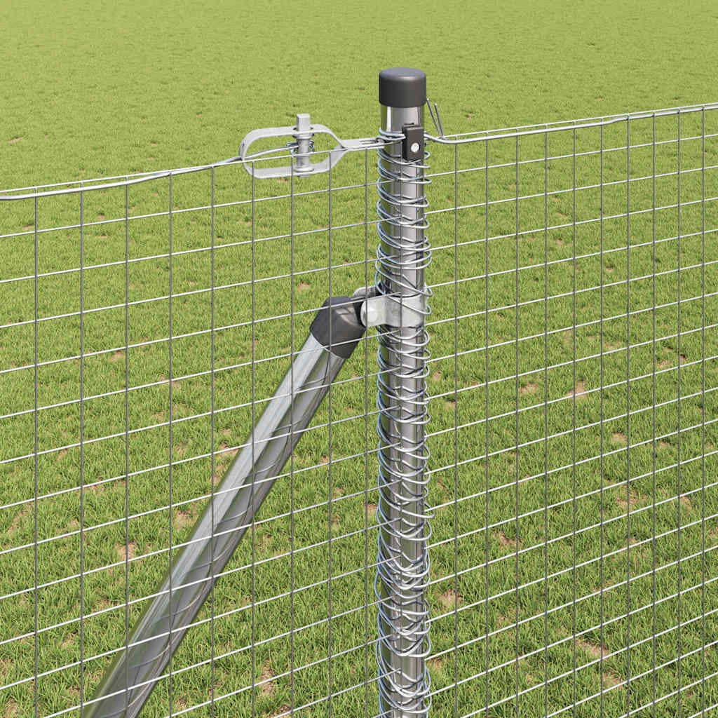 Fence with Posts Silver 1.5 x 50 m Steel