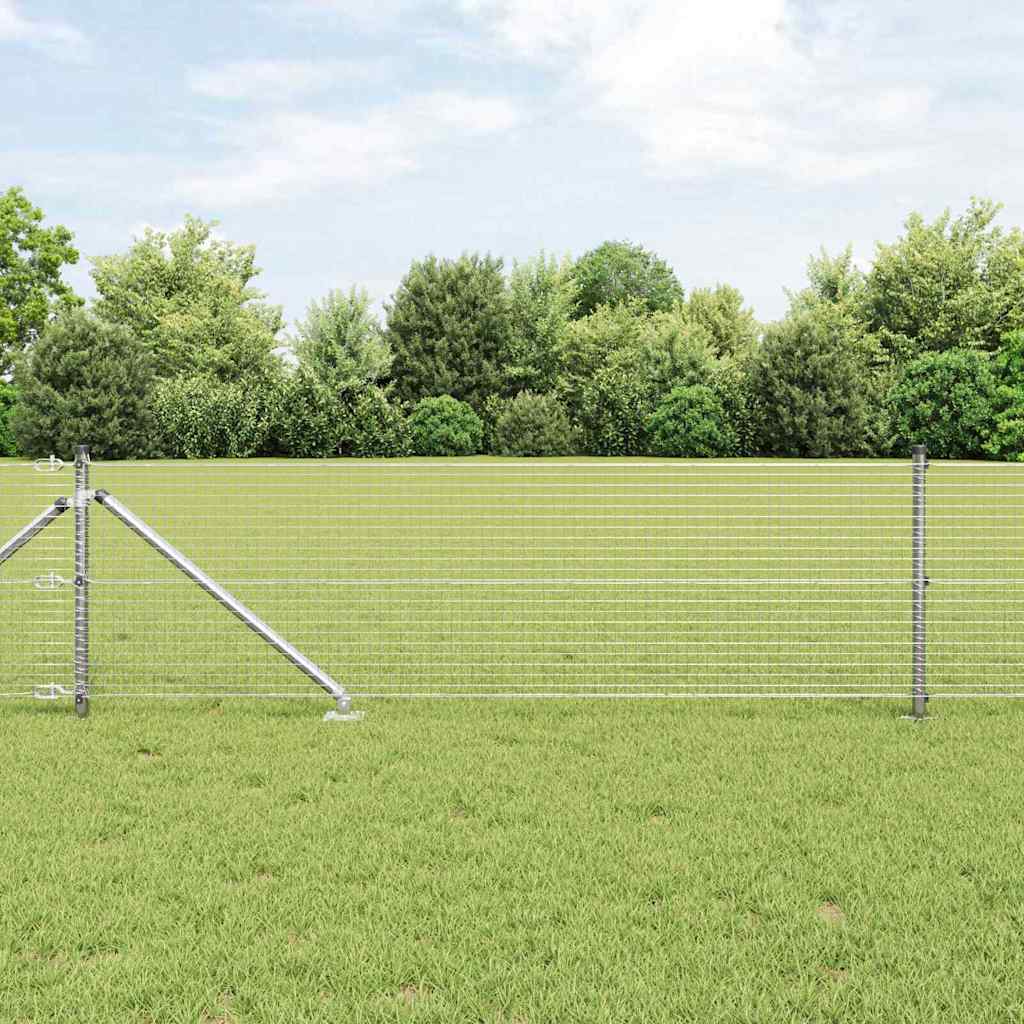 Fence with Posts Silver 0.4 x 100 m Steel