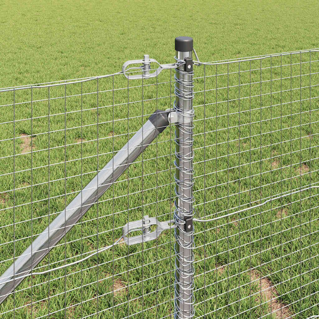 Fence with Posts Silver 0.5 x 100 m Steel