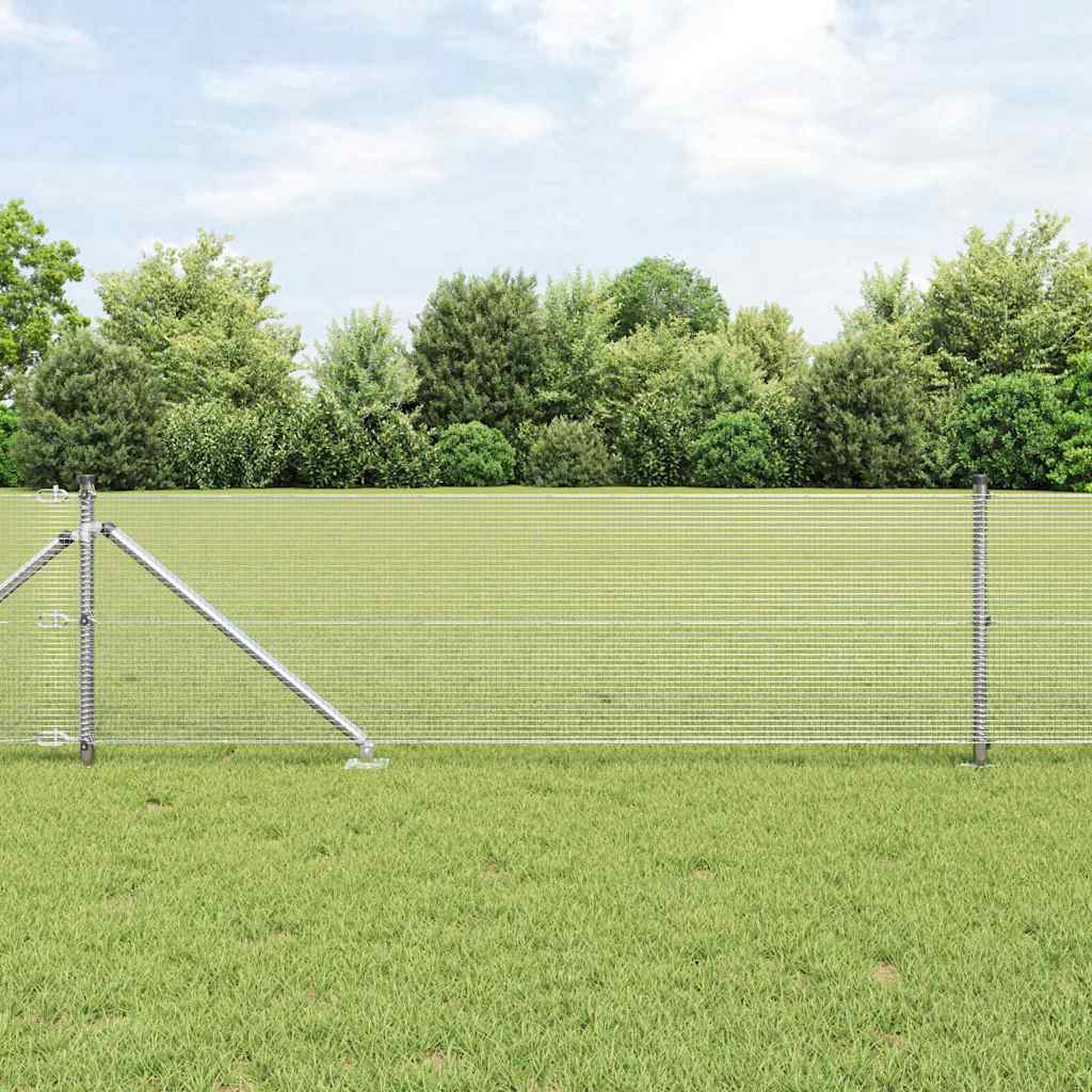 Fence with Posts Silver 0.6 x 100 m Steel