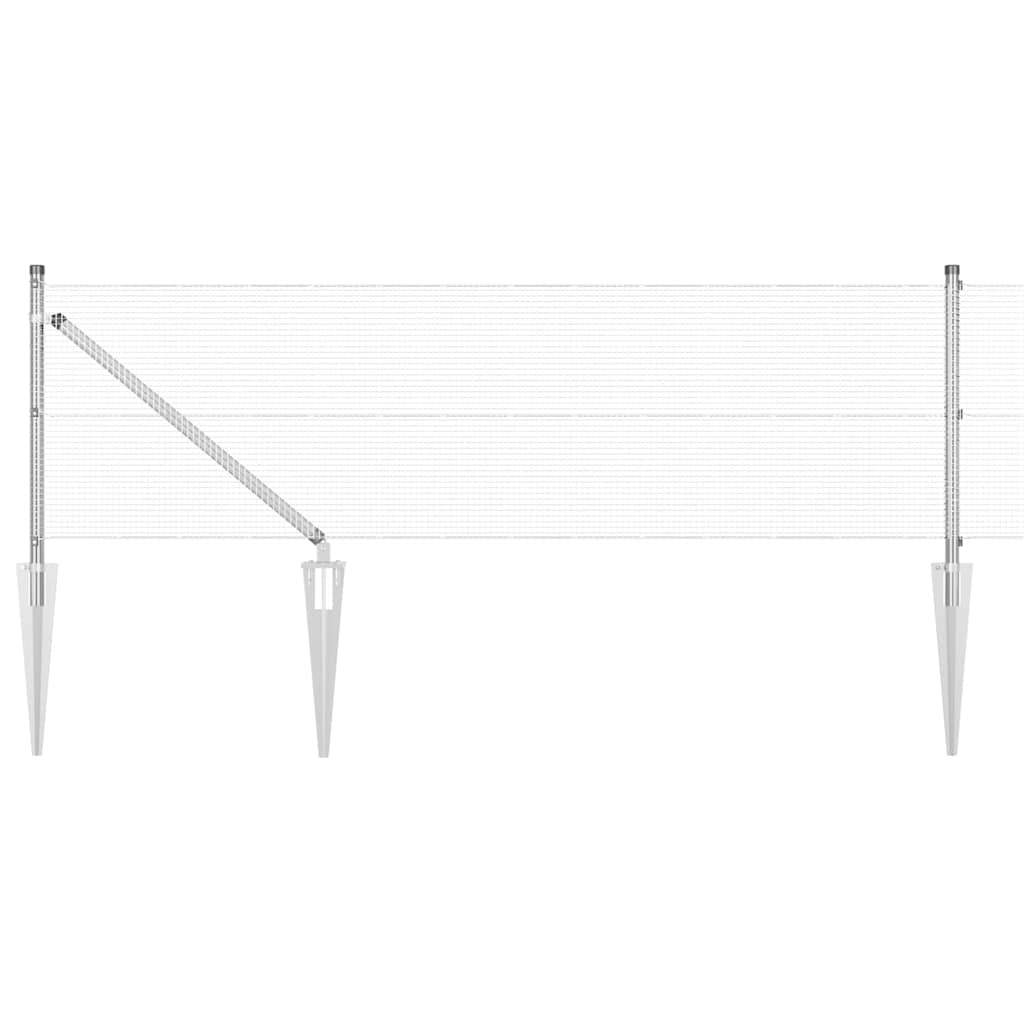 Fence with Posts Silver 0.6 x 100 m Steel