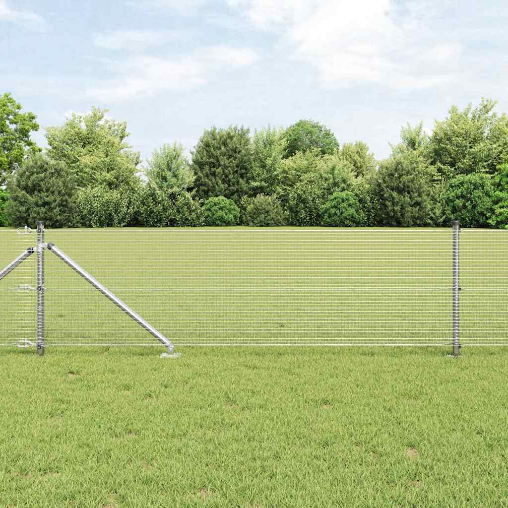 Fence with Posts Silver 0.8 x 100 m Steel