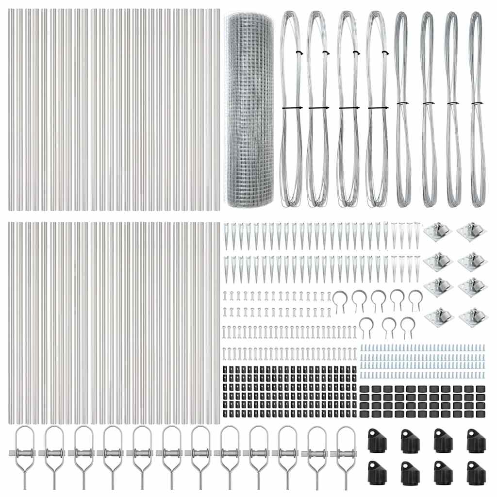 Fence with Posts Silver 0.8 x 100 m Steel