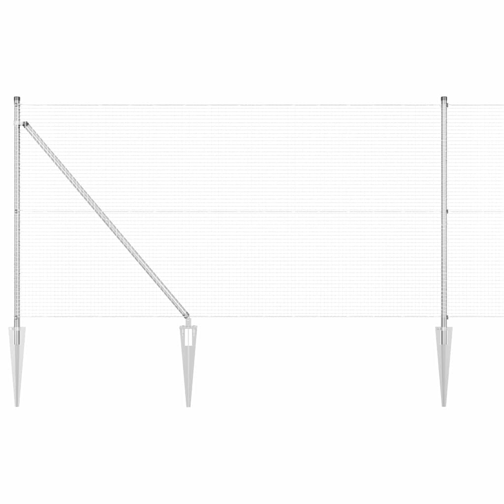 Fence with Posts Silver 1 x 100 m Steel