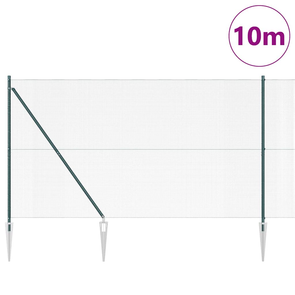 Fence with Posts Green 1.6 x 10 m Steel