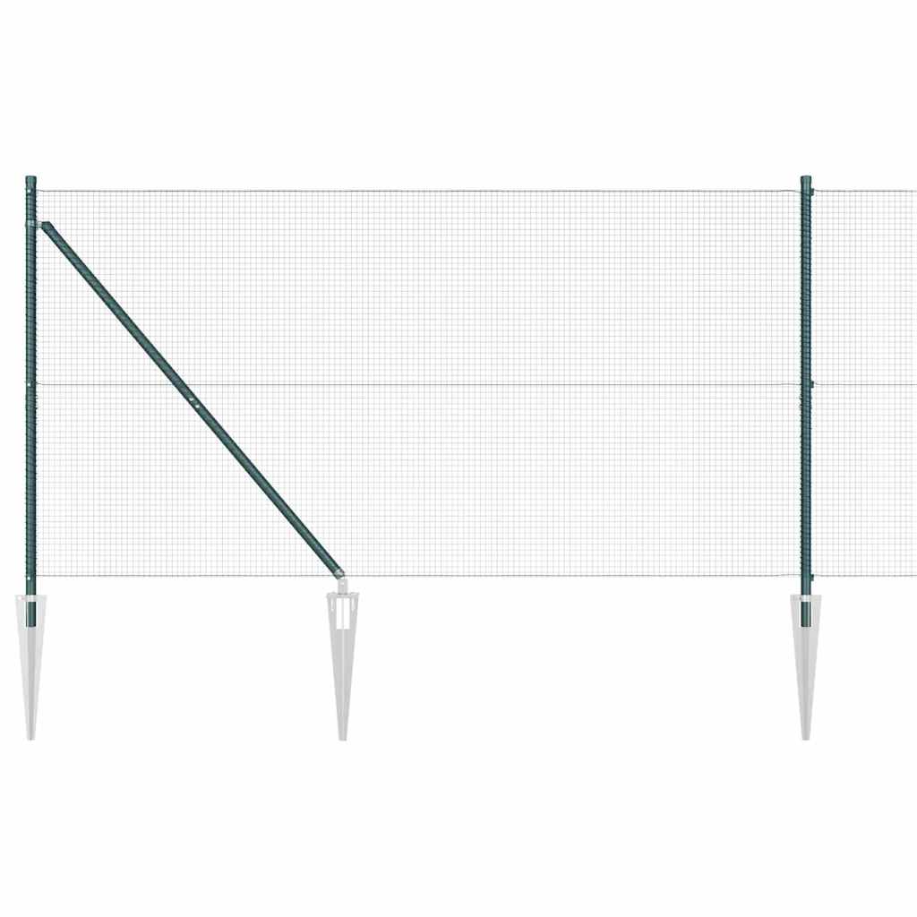Fence with Posts Green 1.2 x 25 m Steel