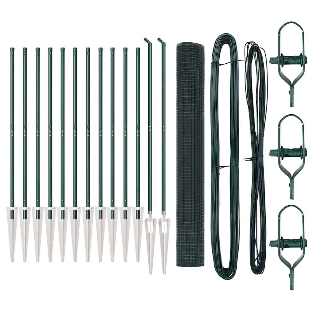 Fence with Posts Green 1.4 x 25 m Steel
