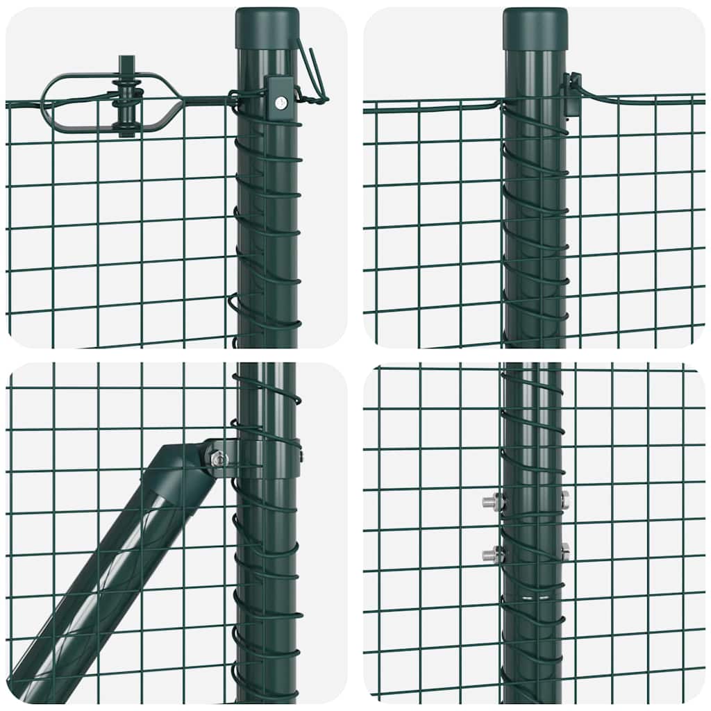 Fence with Posts Green 1.4 x 25 m Steel