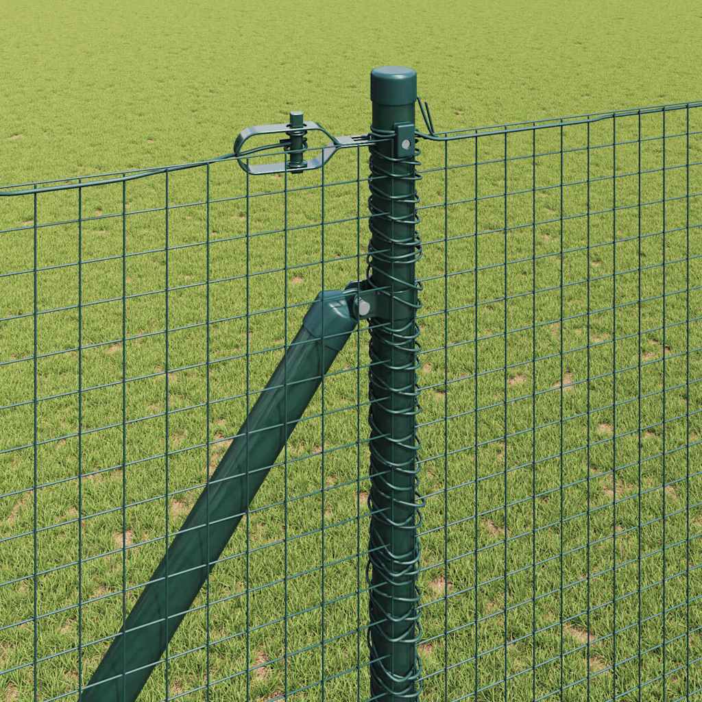 Fence with Posts Green 1.5 x 25 m Steel