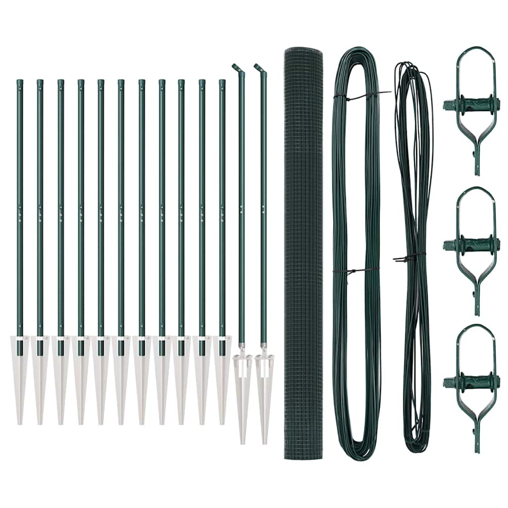 Fence with Posts Green 1.6 x 25 m Steel
