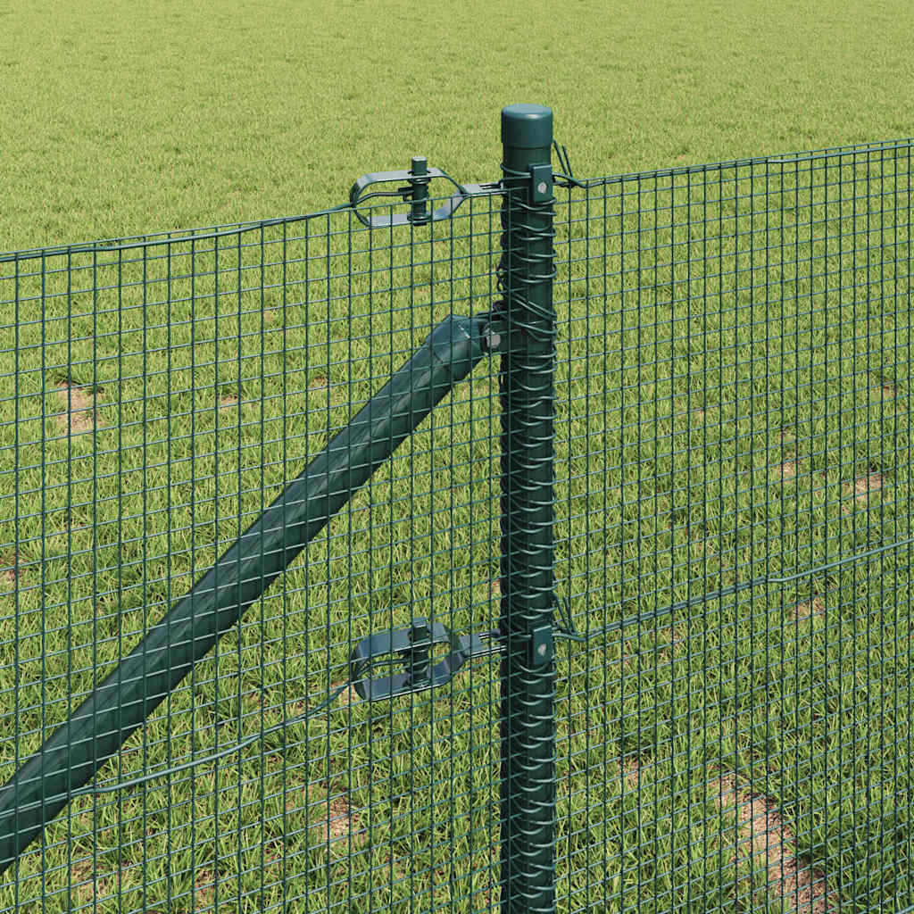 Fence with Posts Green 0.5 x 100 m Steel