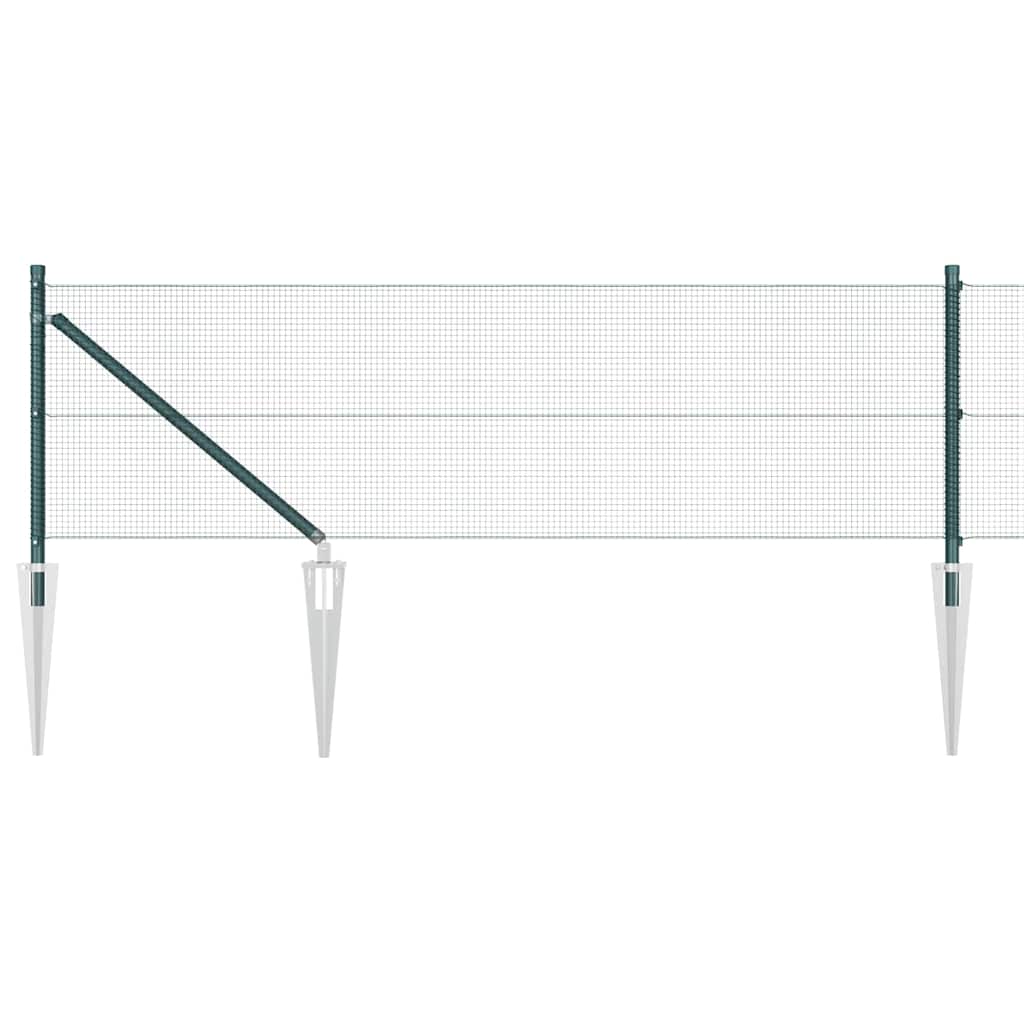 Fence with Posts Green 0.5 x 100 m Steel
