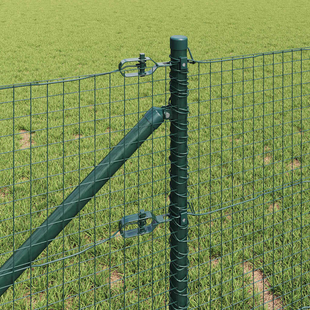 Fence with Posts Green 0.5 x 100 m Steel