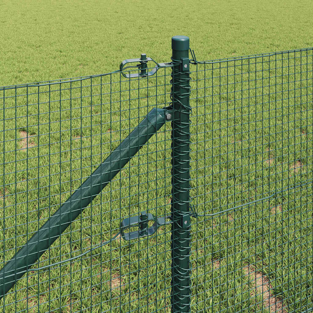 Fence with Posts Green 0.6 x 100 m Steel