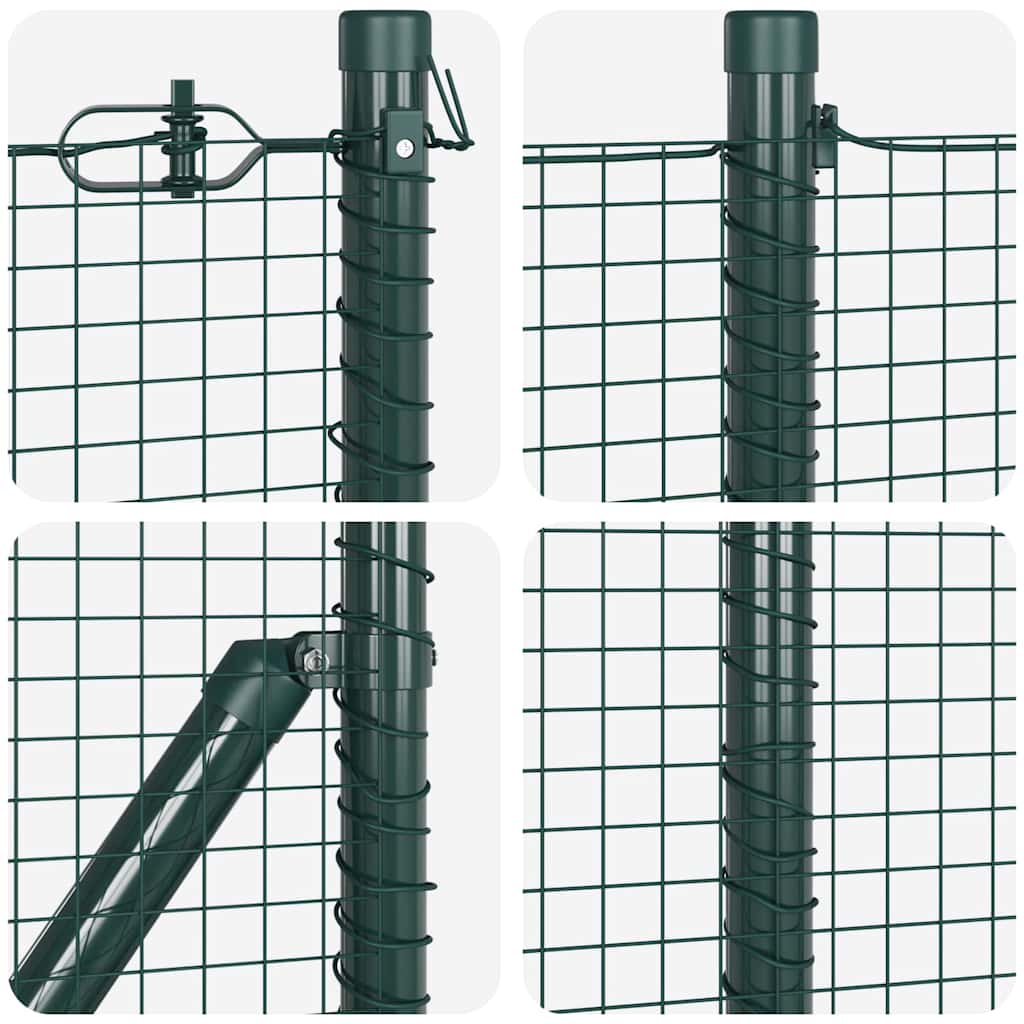 Fence with Posts Green 0.8 x 100 m Steel