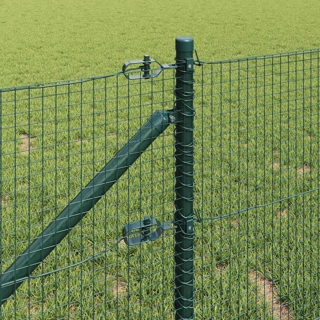 Fence with Posts Green 0.8 x 100 m Steel