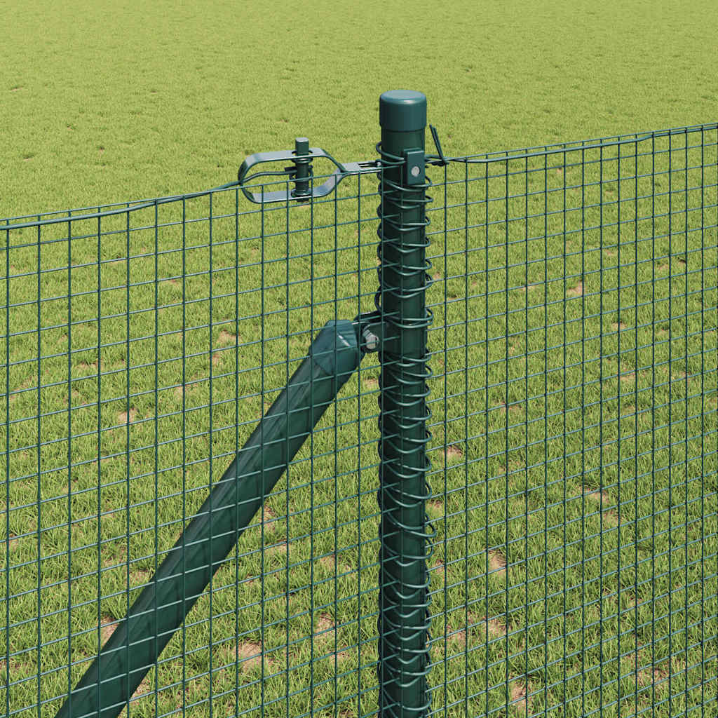 Fence with Posts Green 1 x 100 m Steel