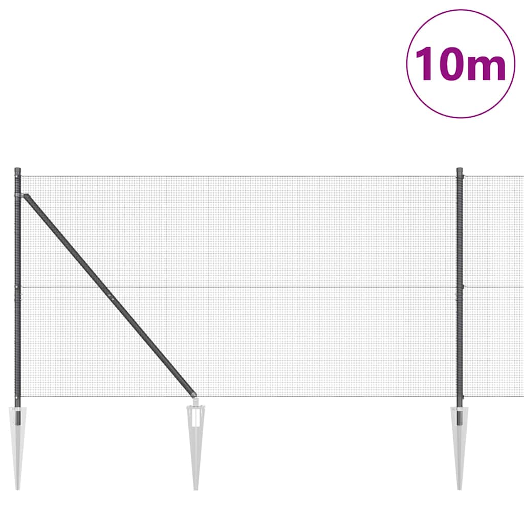 Fence with Posts Grey 1.4 x 10 m Steel