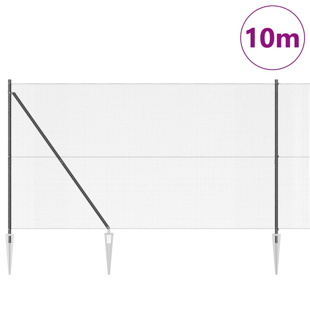 Fence with Posts Grey 1.6 x 10 m Steel