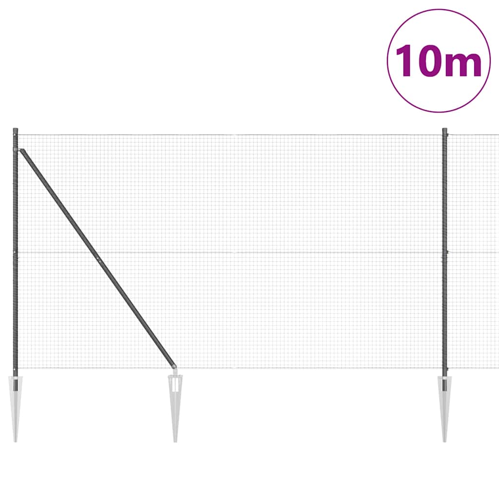 Fence with Posts Grey 1.6 x 10 m Steel