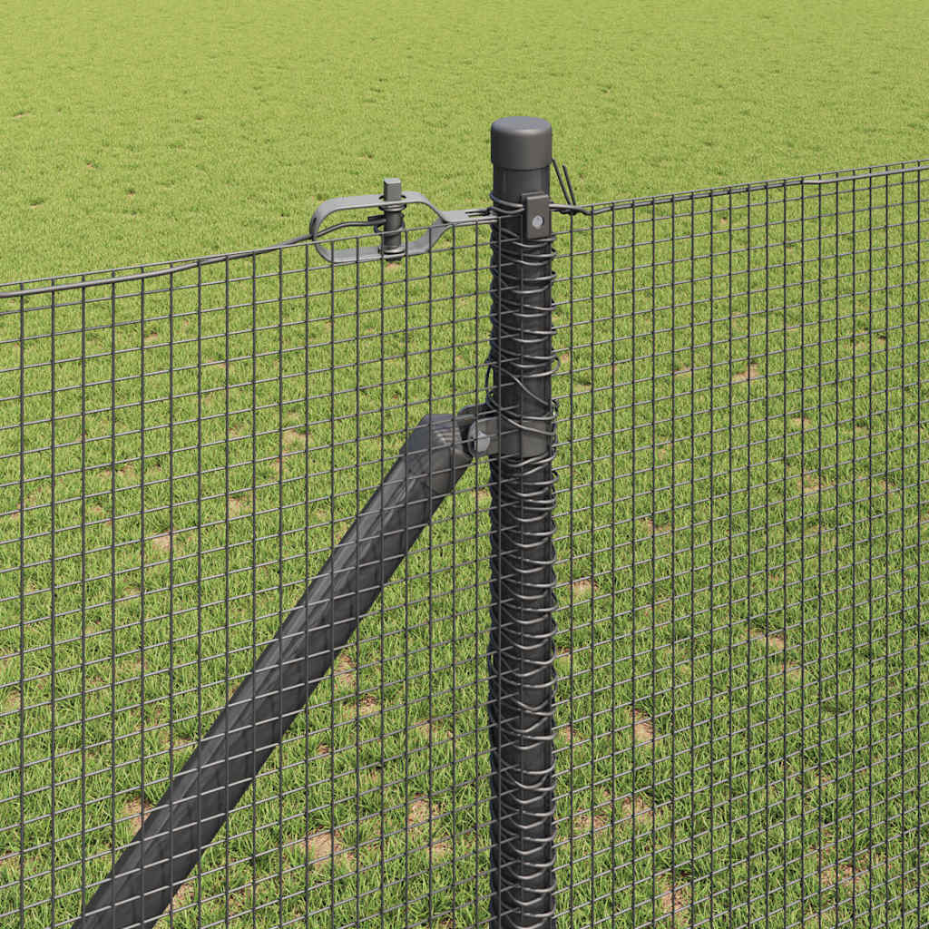 Fence with Posts Grey 1.2 x 25 m Steel