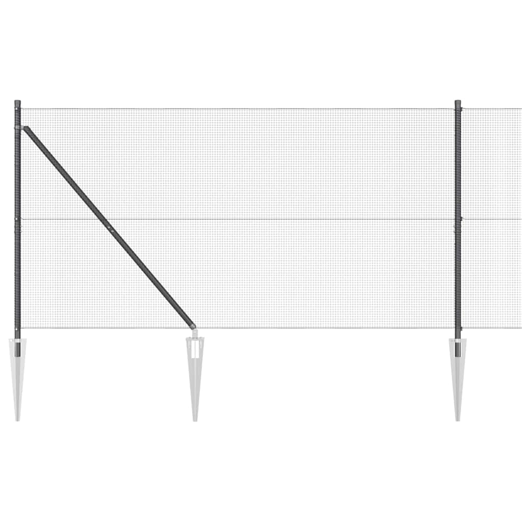 Fence with Posts Grey 1.4 x 25 m Steel
